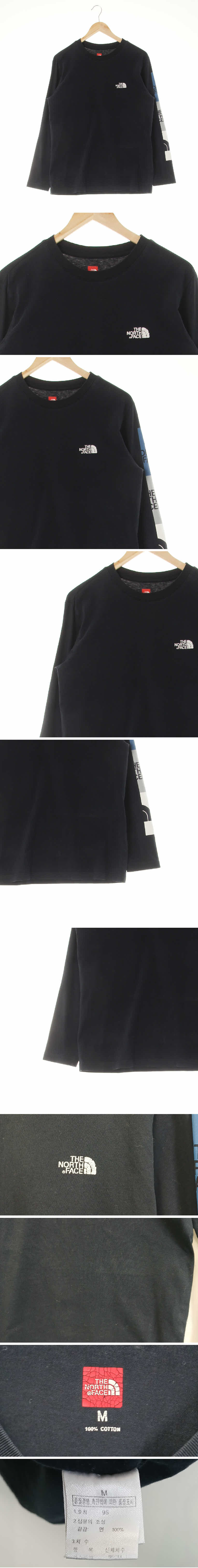 노스페이스 로고크루넥티셔츠 노스페이스 블랙 프린팅 면 로고크루넥티셔츠