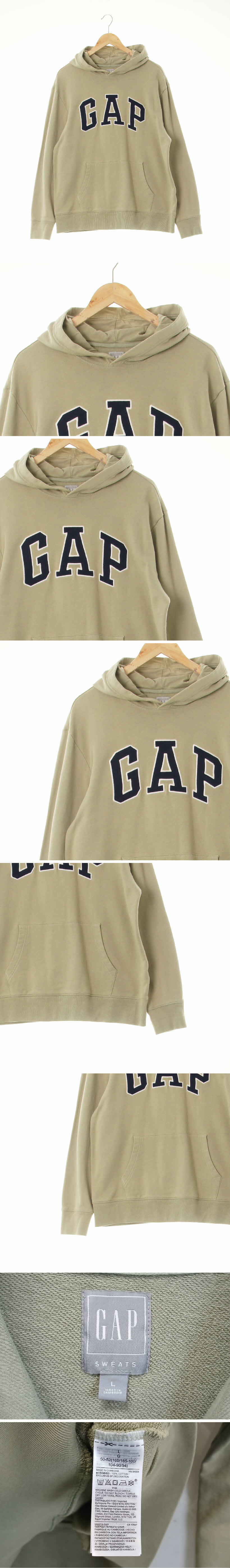 gap 빅패치배색후드티 gap 라이트카키 면 빅패치배색후드티