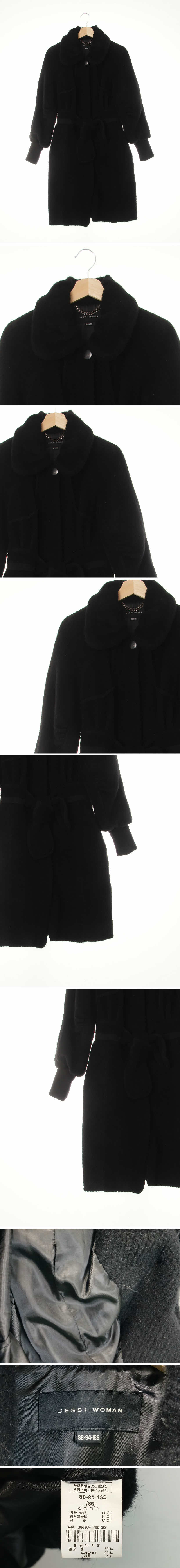 제시우먼 라운드카라퍼프롱코트 제시우먼 블랙 알파카혼방 라운드카라퍼프롱코트