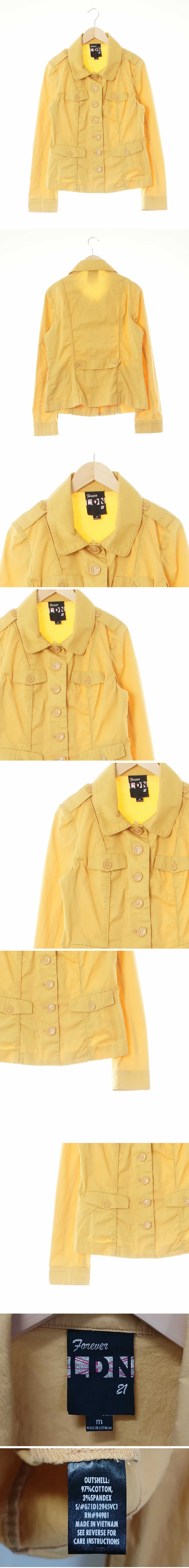 forever21 머스타드 면혼방 절개파이핑라이트재킷