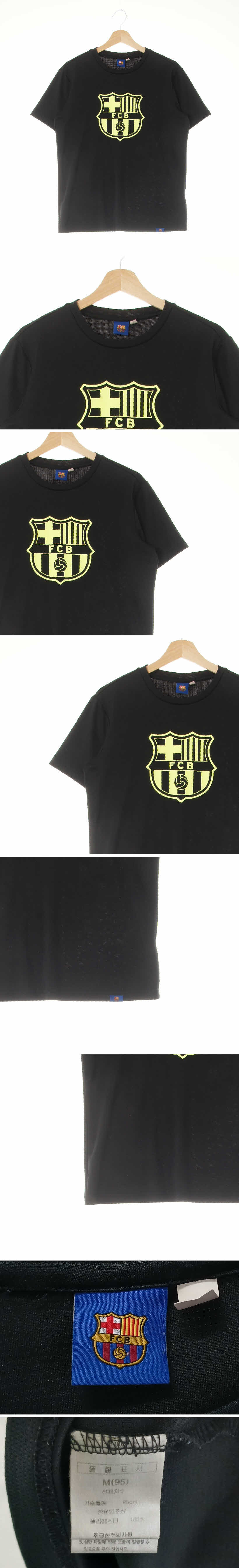 fcb 블랙 프린팅 형광빅로고저지반팔티