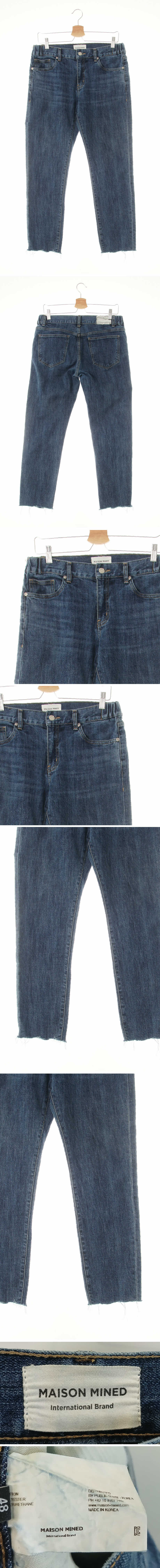 maisonmined 워시드컷팅크롭진 maisonmined 진청 데님 워시드컷팅크롭진