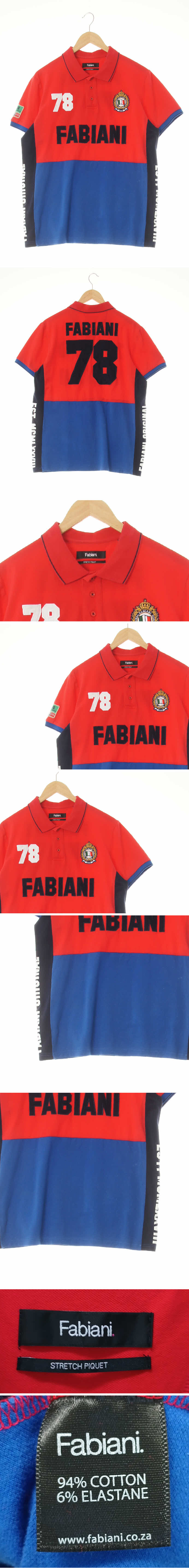 fabiani 크림슨플레임레드블루 면혼방 멀티패치파비아니반팔카라티
