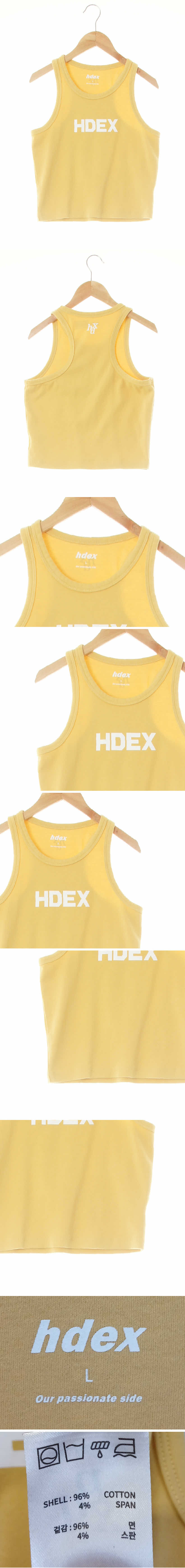 hdex 로고슬리브리스크롭티 hdex 골든로드옐로우 면혼방 로고슬리브리스크롭티