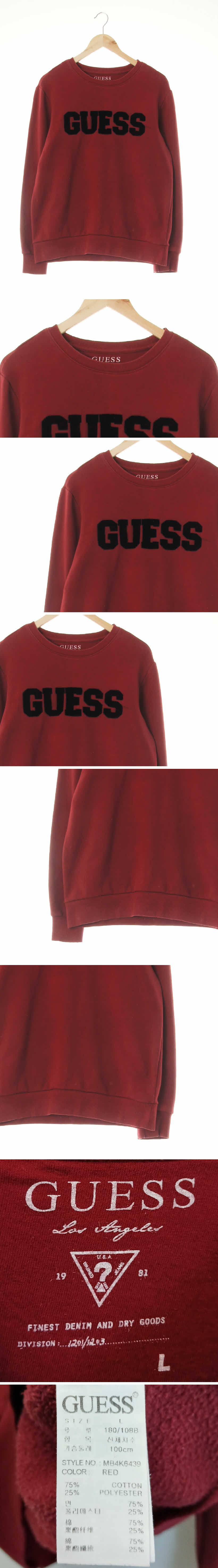Guess 벨벳빅로고기모맨투맨 Guess 레드페어 면혼방 벨벳빅로고기모맨투맨