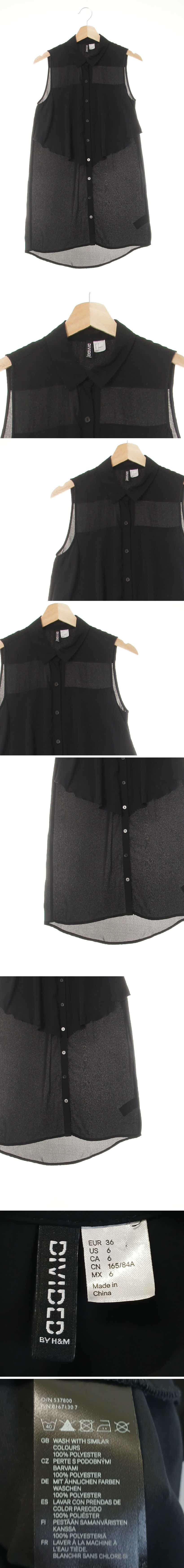 h&m 블랙 시스루 러플민소매롱셔츠원피스