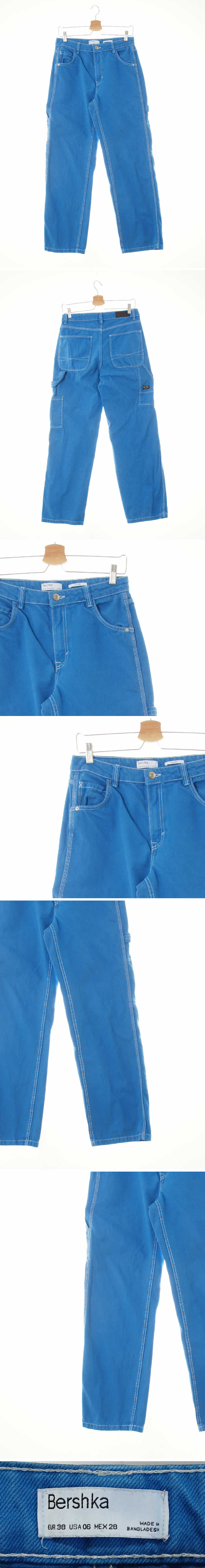 bershka 스티치스트레이트포켓진 bershka 다크슈퍼소닉블루 데님 스티치스트레이트포켓진