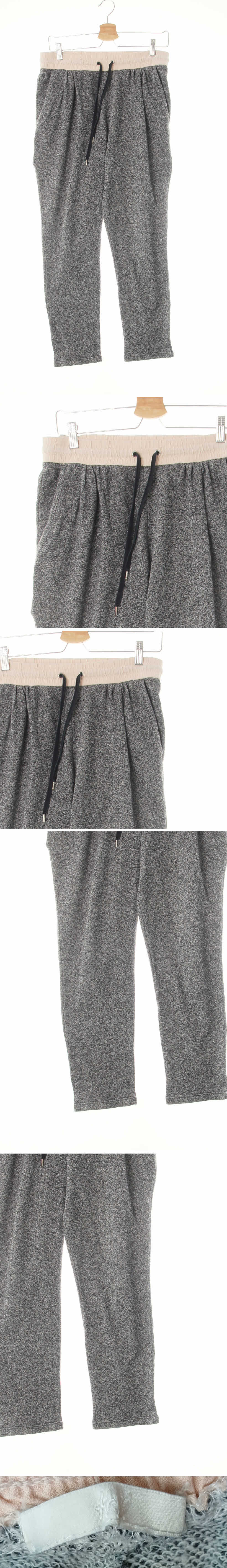 h&m 미디엄그레이페일핑크 면혼방 밴딩배색트레이닝배기팬츠