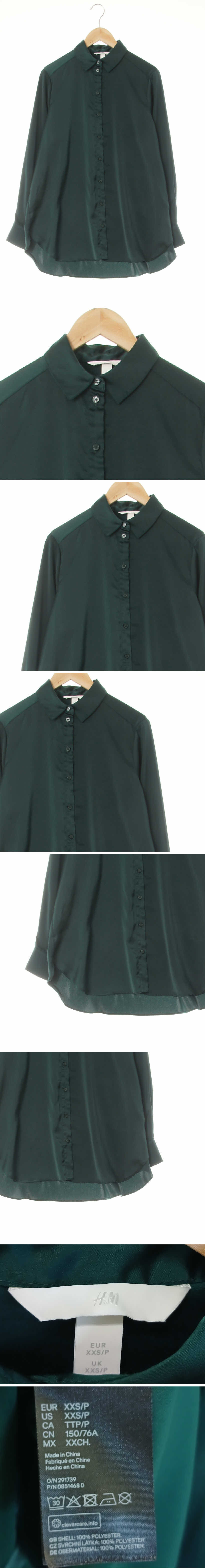 h&m 새틴클래식블라우스 h&m 에덴딥그린 새틴클래식블라우스