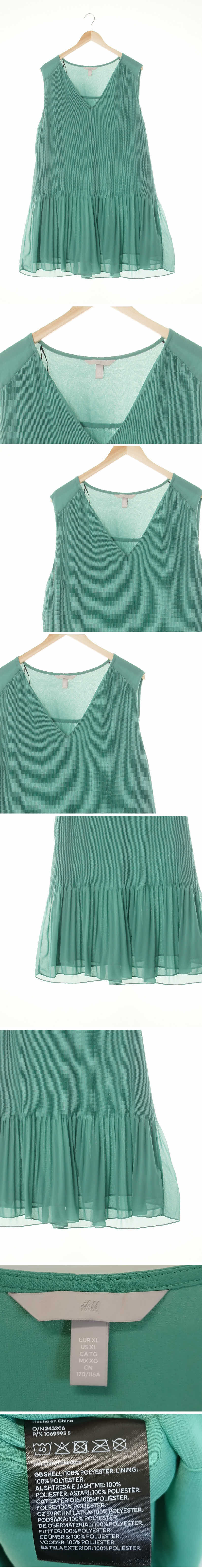 h&m 쉬폰플리츠브이넥민소매원피스 h&m 그린레이크 쉬폰플리츠브이넥민소매원피스