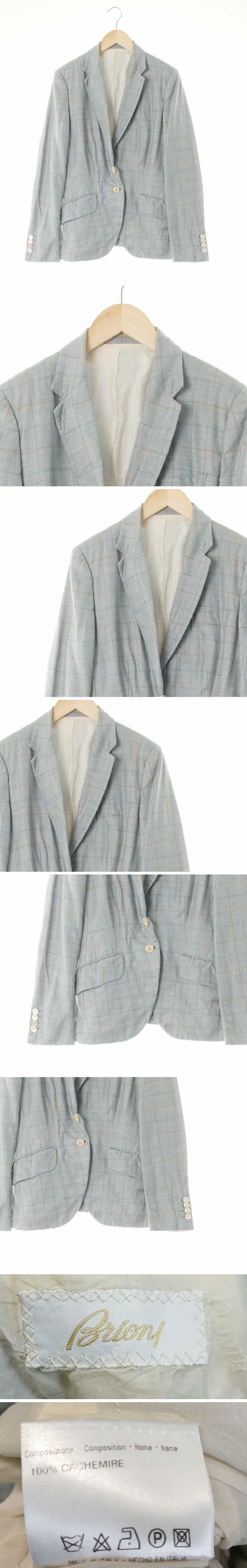 brioni 클래식투버튼자켓 brioni 딥스카이웨이블루 체크 캐시미어 클래식투버튼자켓