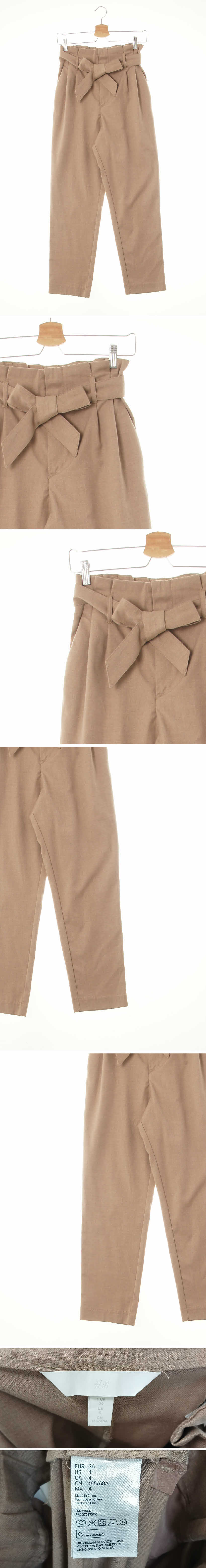 h&m 멜란지아이스커피브라운 핀턱벨티드커브팬츠
