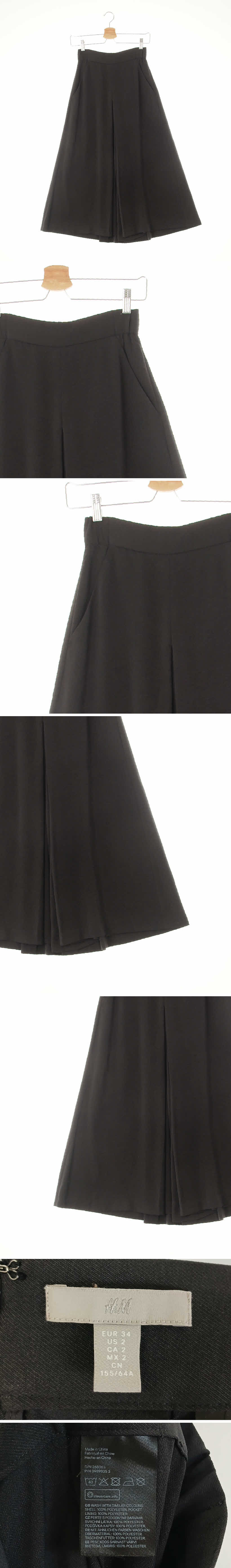 h&m 다크차콜 플리츠와이드큐롯팬츠