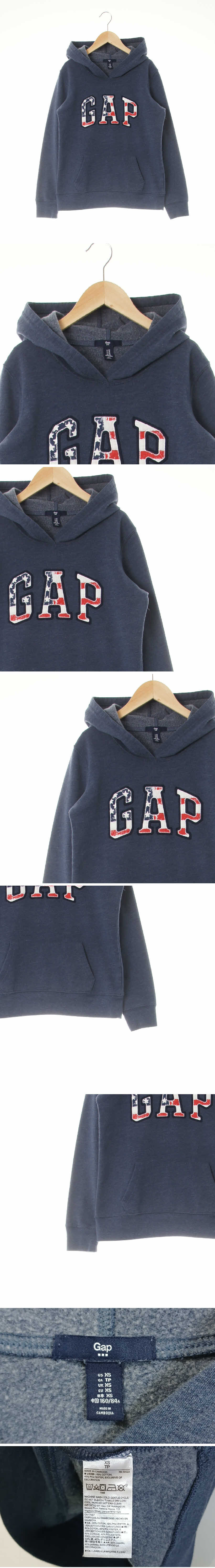 gap 성조기레터링패치웜후드티 gap 멜란지네이비 면혼방 성조기레터링패치웜후드티