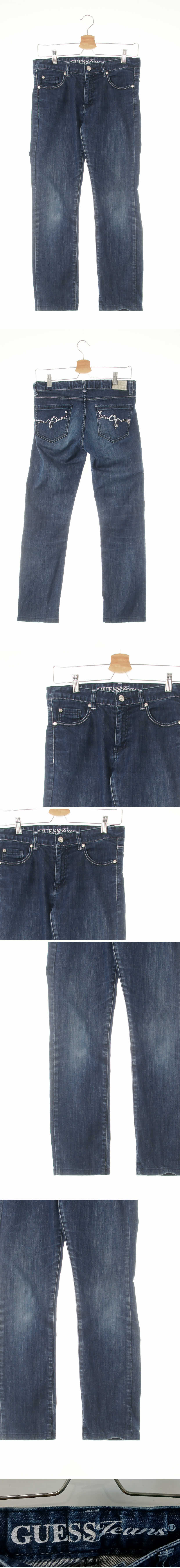 Guess 진청 데님 큐빅버튼슬림워싱진