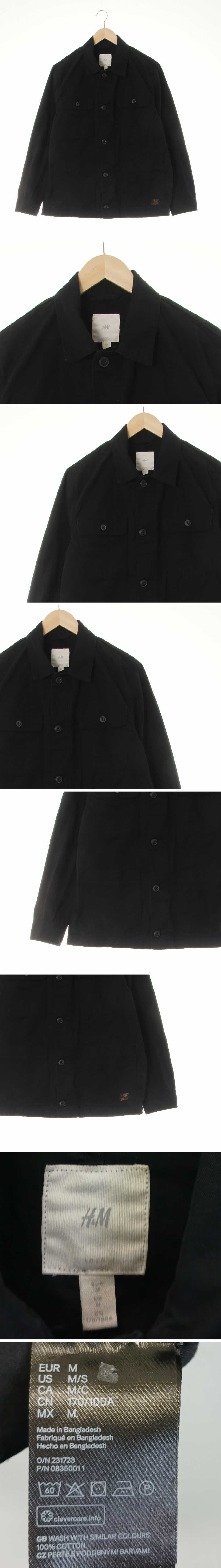 h&m 해링턴베이직자켓 h&m 블랙 면혼방 해링턴베이직자켓