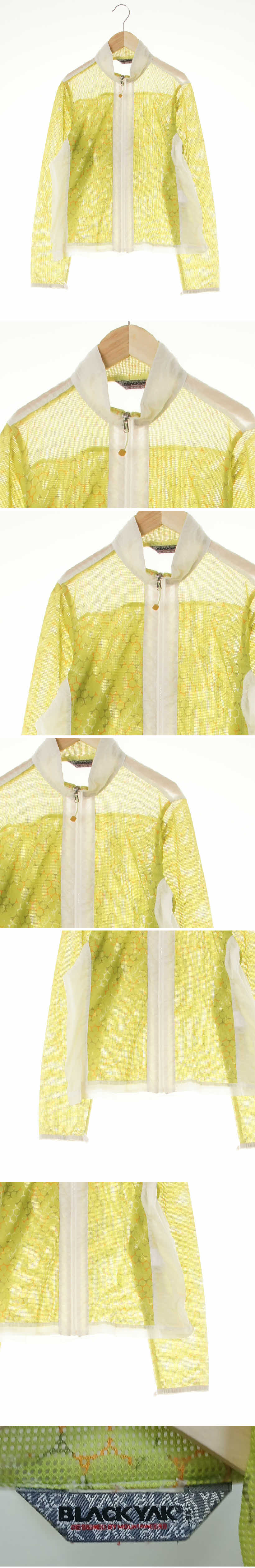 블랙야크 그린쉰라임 기하학써클패턴 배색메쉬바람막이