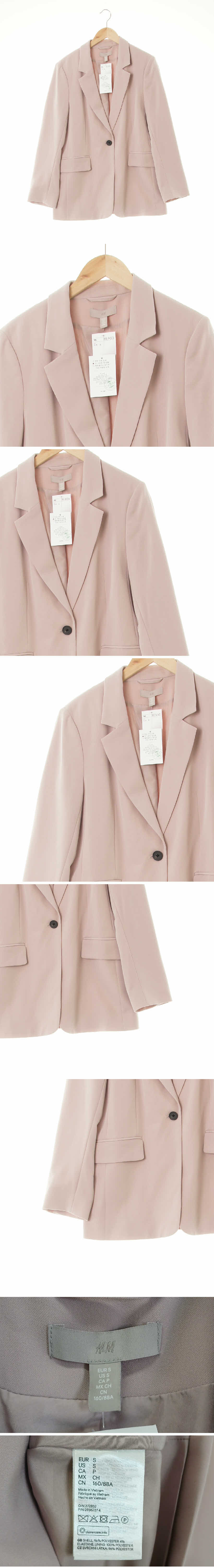 h&m 버니쉬드라일락핑크 원버튼루즈라인블레이저