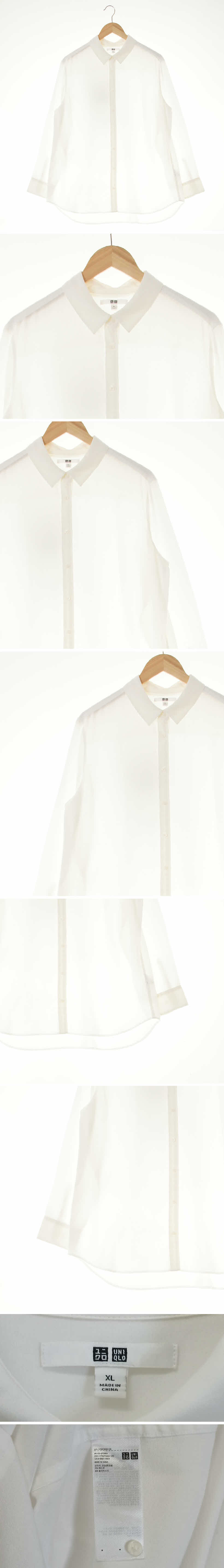 유니클로 사이드플리츠카라롱블라우스 유니클로 화이트 사이드플리츠카라롱블라우스