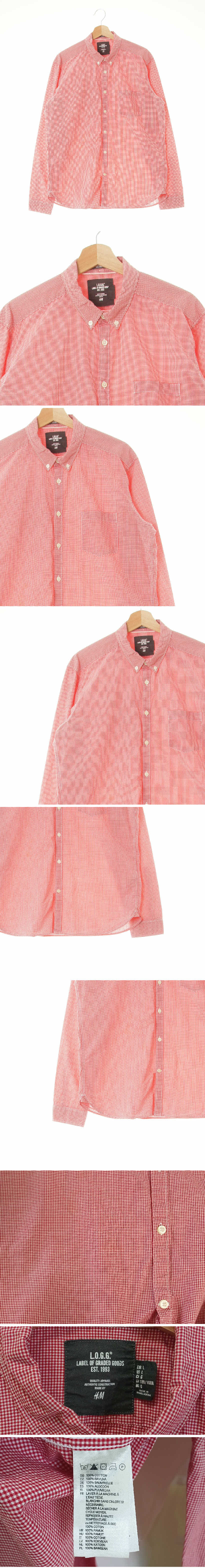h&m 오각포켓피티드셔츠 h&m 레드 체크 면 오각포켓피티드셔츠