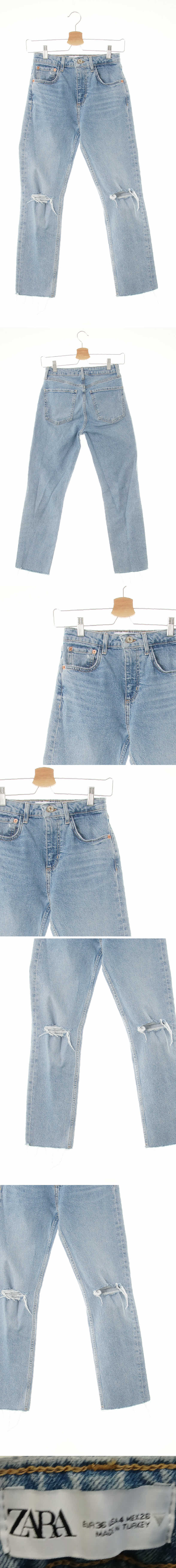 자라 컷팅하이웨스트데미지크롭진 자라 중청 데님 컷팅하이웨스트데미지크롭진