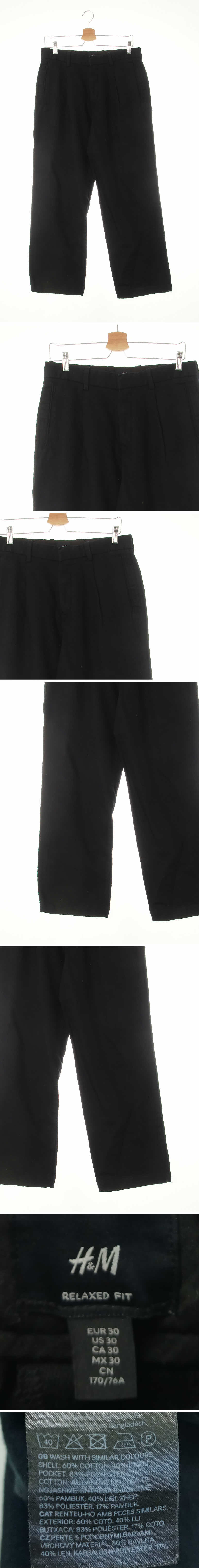h&m 핀턱모던정장팬츠 h&m 블랙 면혼방 핀턱모던정장팬츠