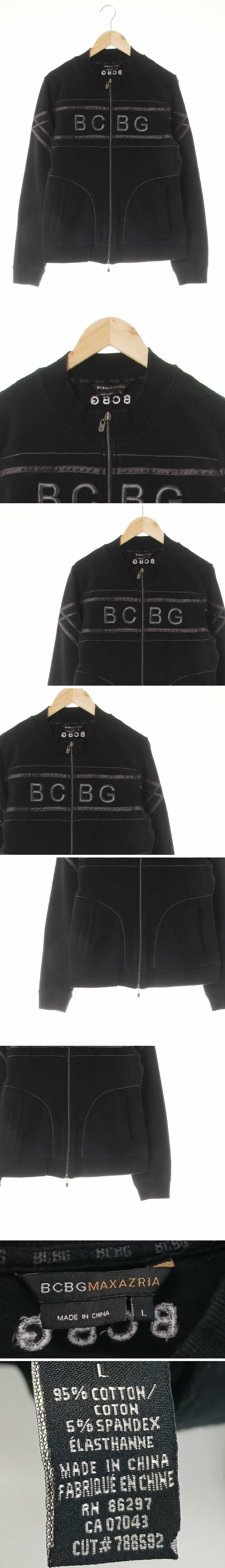bcbg 글리터엠보자수로고집업 bcbg 블랙 면혼방 글리터엠보자수로고집업