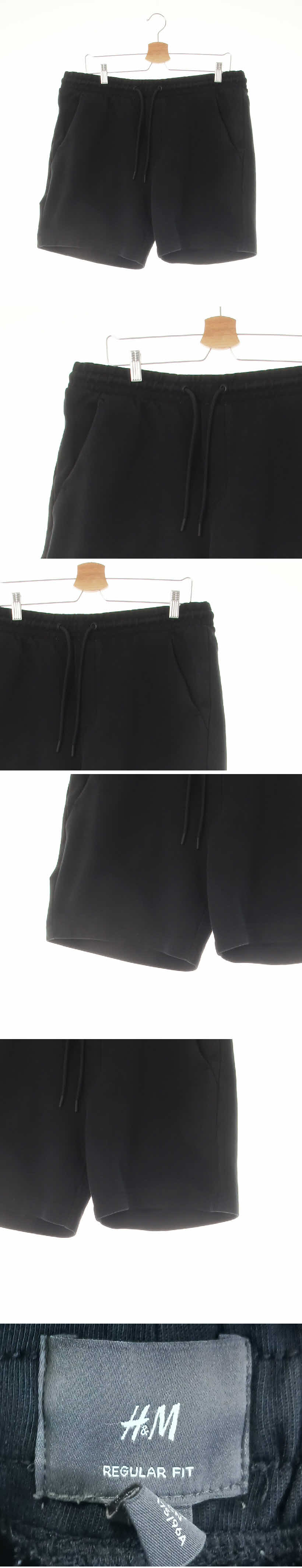 h&m 블랙 면혼방 트레이닝반바지