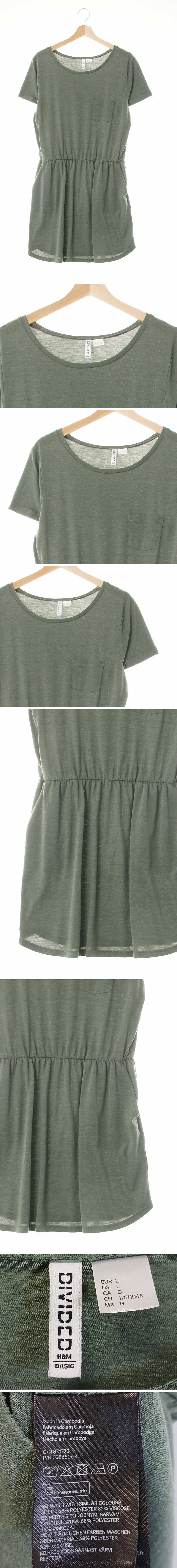 h&m 로렐리스그린 비스코스혼방 싱글포켓반팔원피스