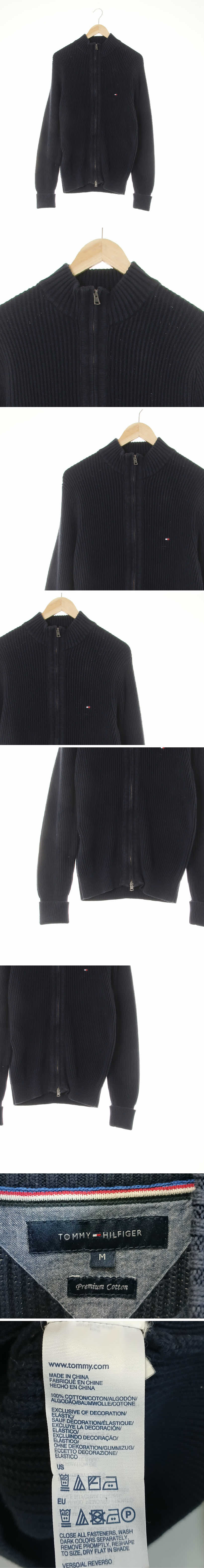 타미힐피거 하이넥미니로고니트집업 타미힐피거 네이비 면 하이넥미니로고니트집업