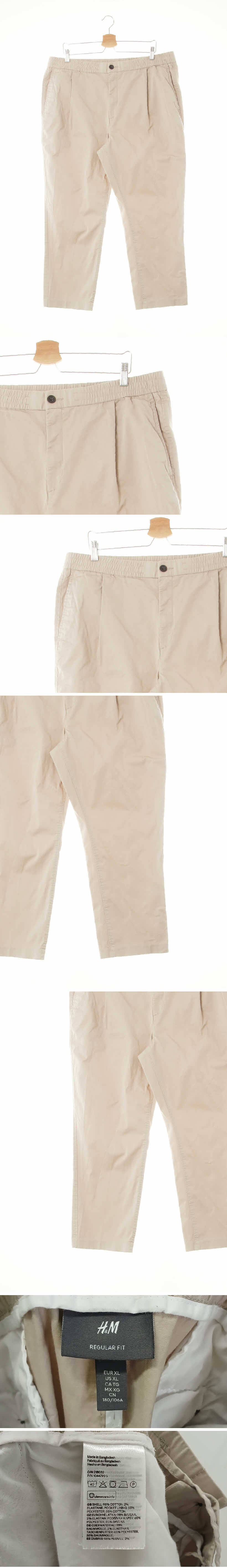 h&m 베이지 면혼방 핀턱루즈라인텐션팬츠