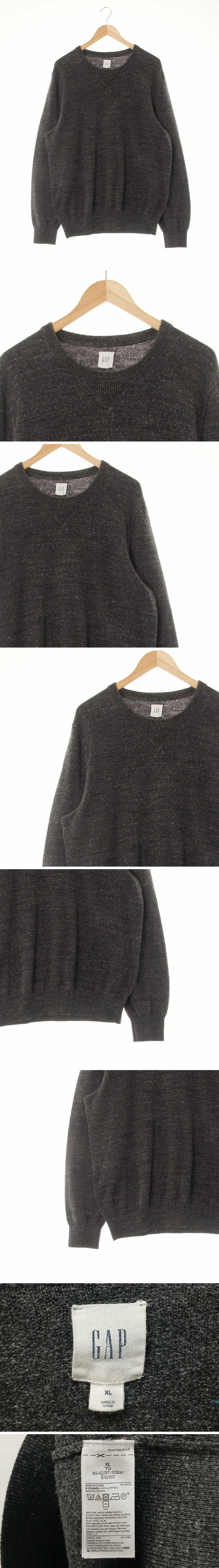 gap 라운드넥루즈니트 gap 멜란지차콜 면혼방 라운드넥루즈니트