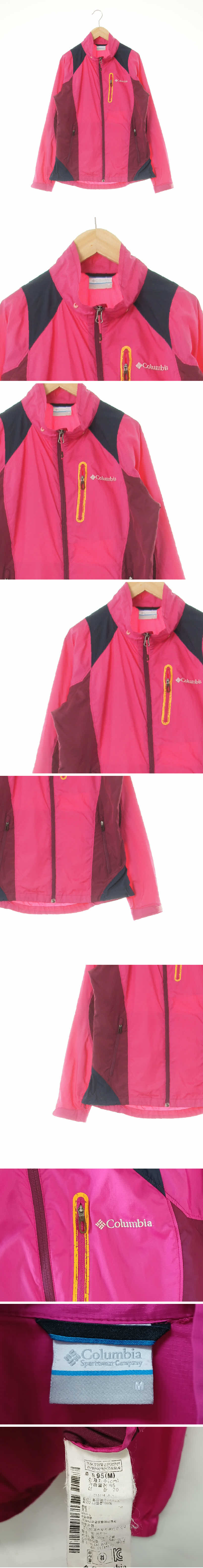 콜롬비아 배색슬림라인홑겹바람막이 콜롬비아 핫핑크플럼퍼플 프린팅 배색슬림라인홑겹바람막이