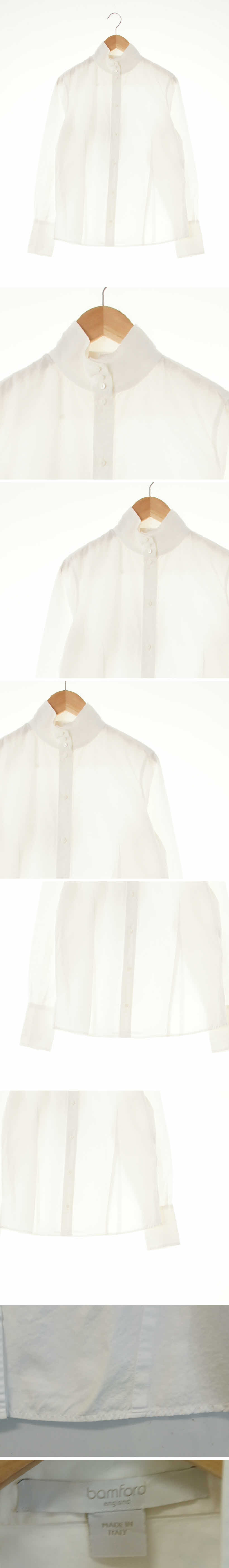 bamFord 화이트 면 쓰리넥버튼셔츠