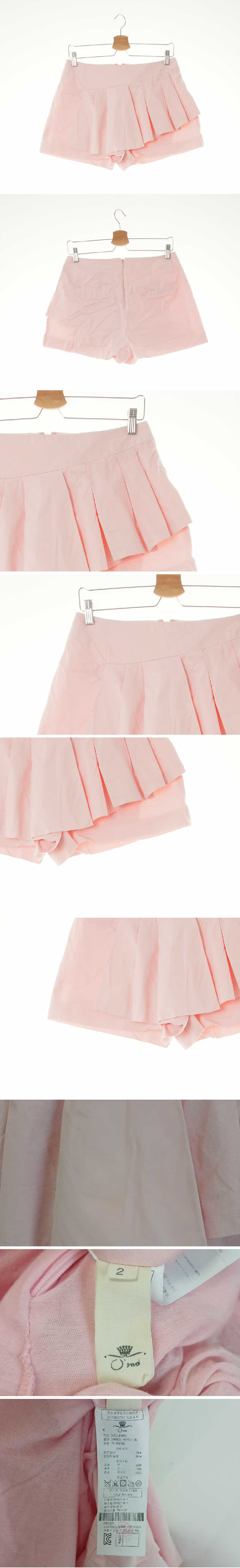 오즈세컨 언발플리츠랩숏팬츠 오즈세컨 핑카부핑크 면 언발플리츠랩숏팬츠