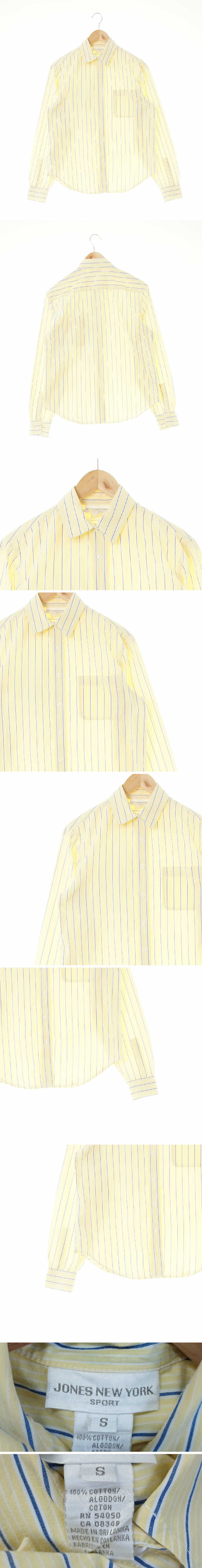 Jones New York sport 라이트옐로우블루 스트라이프 면 라운드포켓대비셔츠