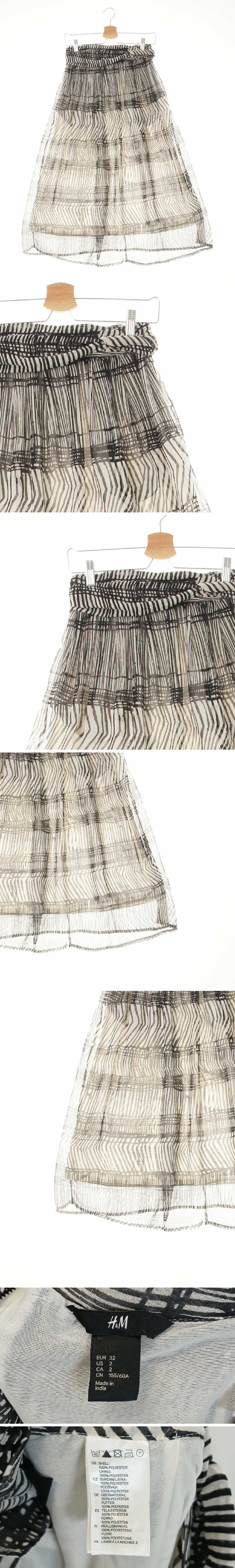 h&m 핀턱꼬임플리츠롱쉬폰스커트 h&m 블랙화이트 기하학체크 핀턱꼬임플리츠롱쉬폰스커트