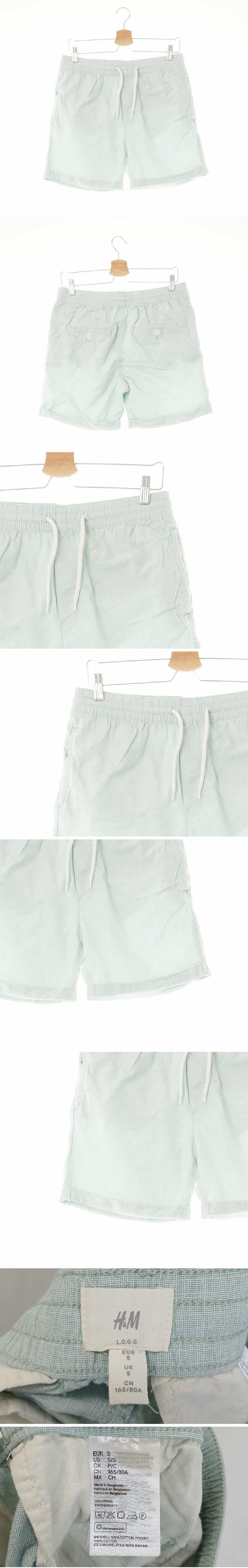 h&m 라이트파스텔블루 면 거즈롤업반바지