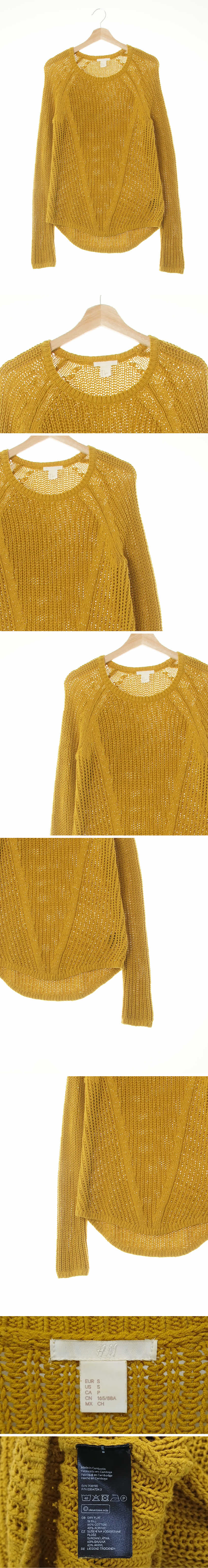 h&m 레글런니팅언발니트 h&m 다크머스터드 면혼방 레글런니팅언발니트