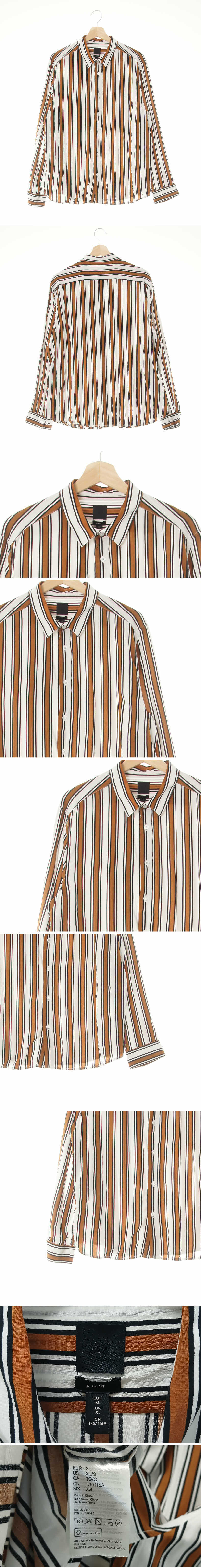 h&m 백대비셔츠 h&m 브라운블랙 스트라이프 백대비셔츠