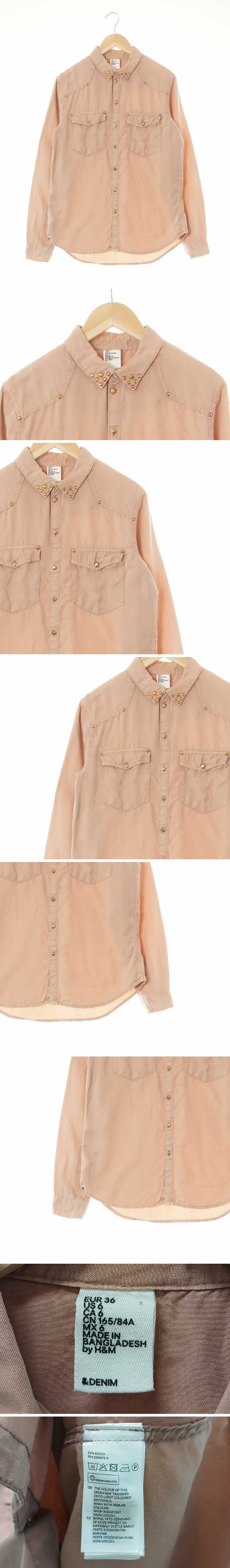 h&m 골드스터드웨스턴셔츠 h&m 인디핑크 골드스터드웨스턴셔츠