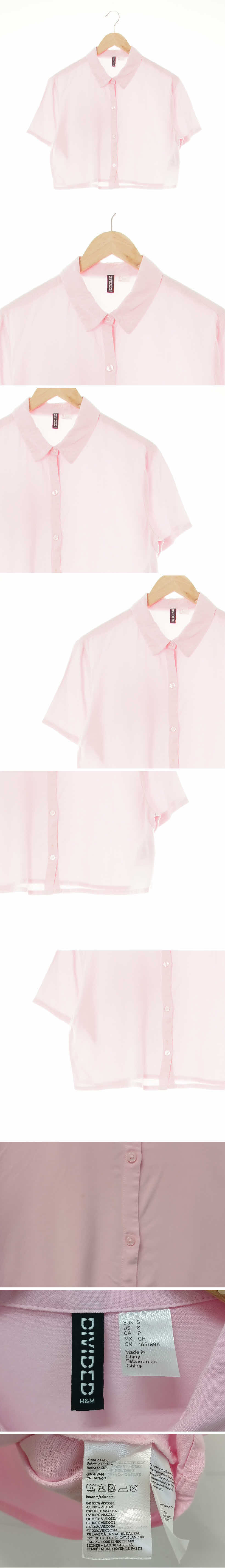 h&m 크롭반소매루즈블라우스 h&m 핑크 크롭반소매루즈블라우스
