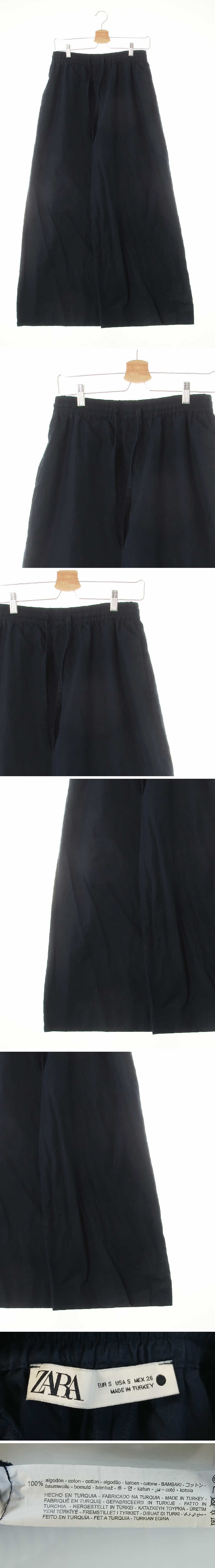 자라 슈퍼와이드베이직팬츠 자라 네이비 면 슈퍼와이드베이직팬츠