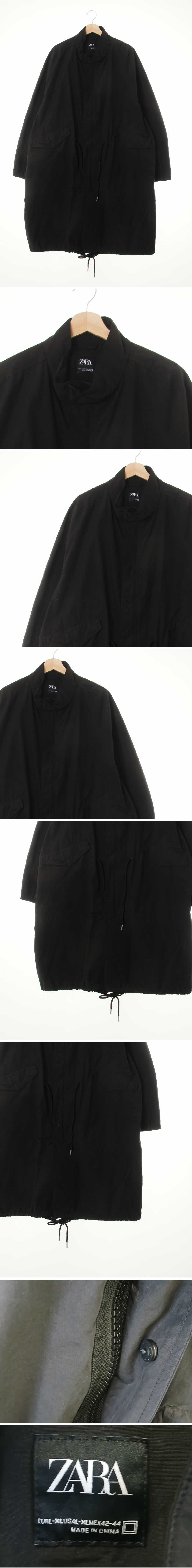 자라 매트바스락롱자켓 자라 블랙 면혼방 매트바스락롱자켓