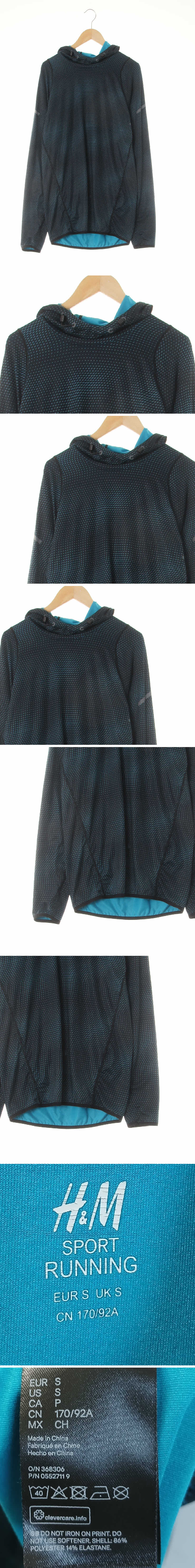 h&m 블랙블루아톨 러닝하이넥후드티