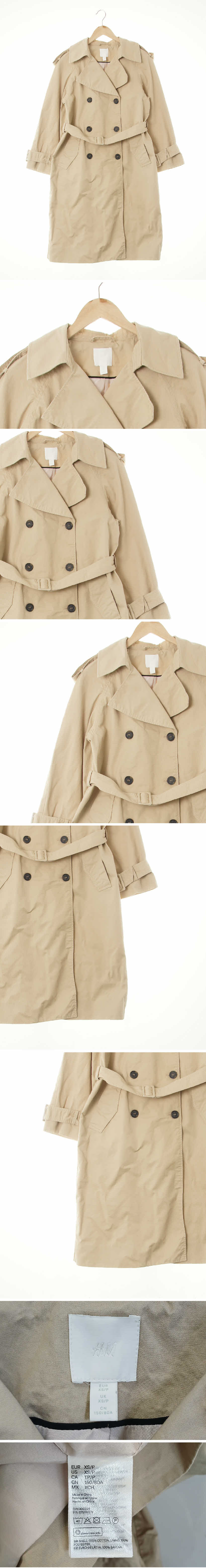 h&m 빅카라나그랑더블트렌치코트 h&m 베이지 면 빅카라나그랑더블트렌치코트