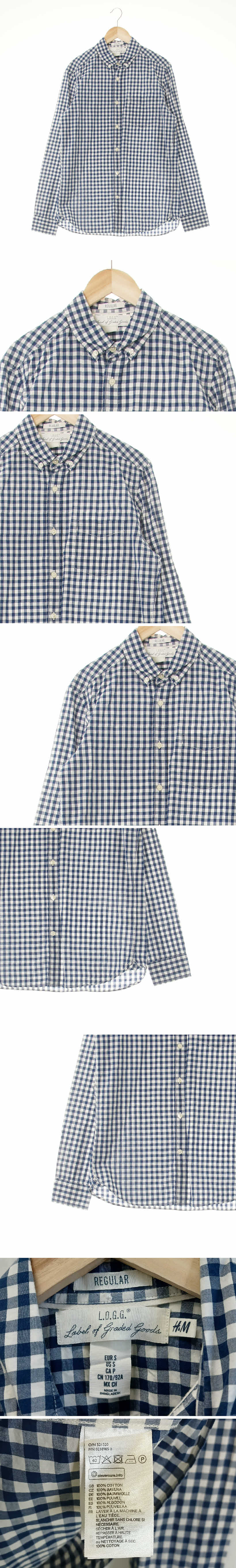 h&m 스티치오각포켓셔츠 h&m 다크블루 체크 면 스티치오각포켓셔츠