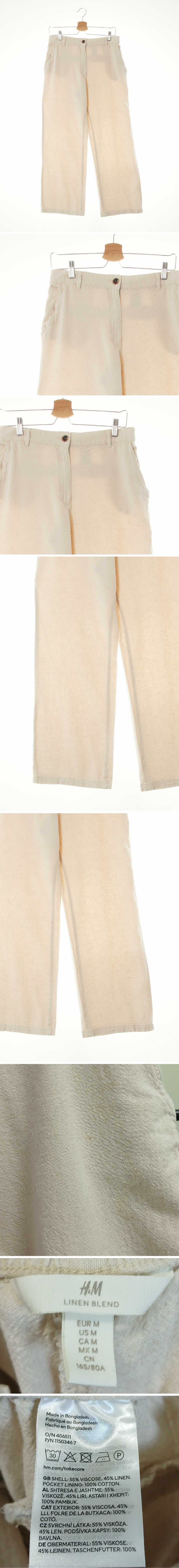 h&m 오트밀베이지 린넨혼방 내추럴와이드팬츠