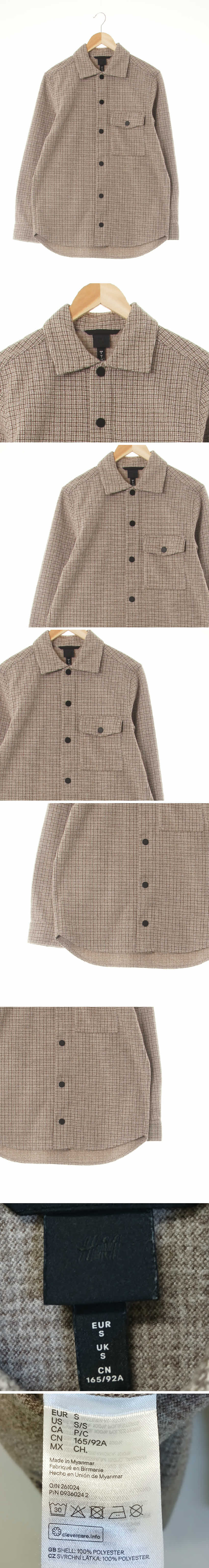 h&m 무광버튼셔츠형웜자켓 h&m 웜토프브라운 체크 플란넬 무광버튼셔츠형웜자켓