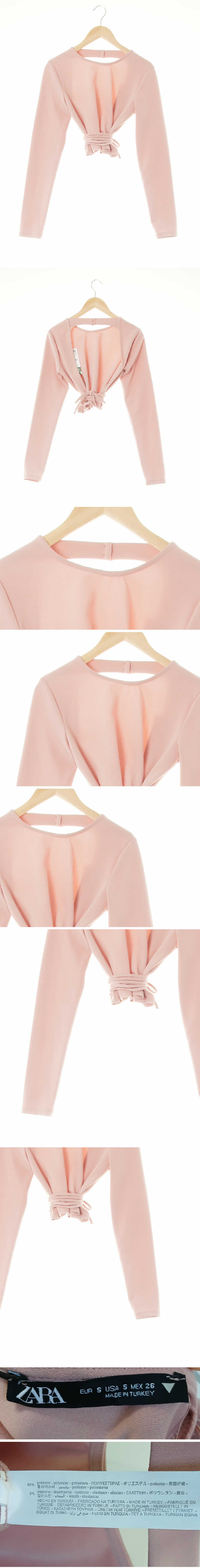자라 블러쉬핑크 블랙코어백트임블라우스